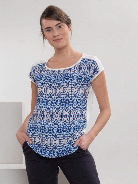 Damen Blusen-Top, weiß-blau von Living Crafts 1