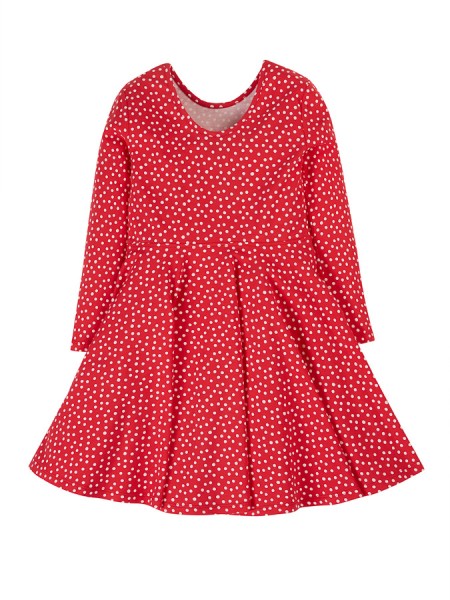 Gepunktetes Langarm-Kleid, rot-weiß von Frugi 1