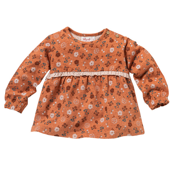 Baby-Shirt langarm, orange-Blumen von People Wear Organic 1
