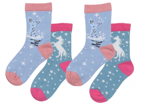 Socken für Kinder 2er Set Meerjungfrauen/Pferde von Walkiddy 