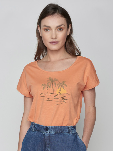 T-Shirt "Nature Sunset Palms", peach von Greenbomb 1