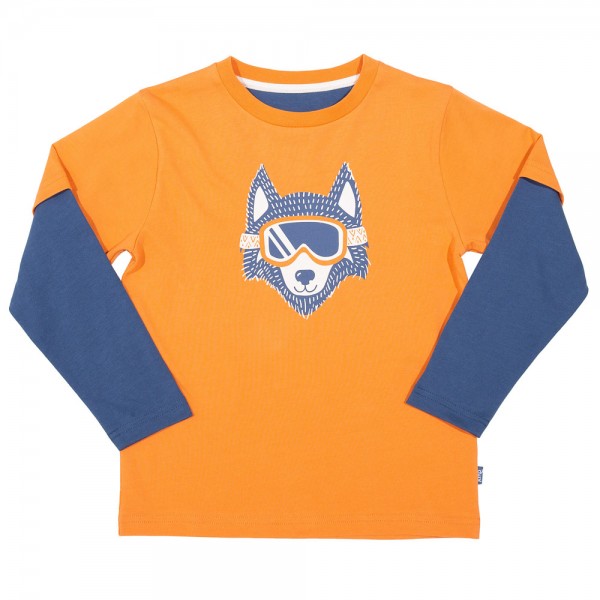 Langarmshirt Snow Dude, orange-blau von Kite Clothing vorn