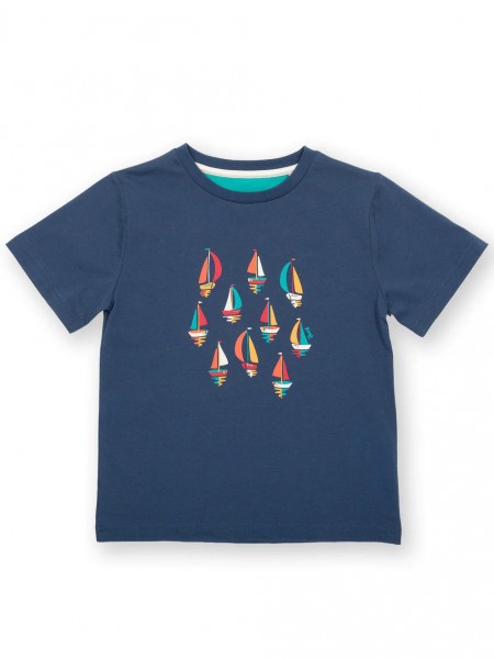 T-Shirt mit Segelboot-Print, navyblau von Kite Clothing 1
