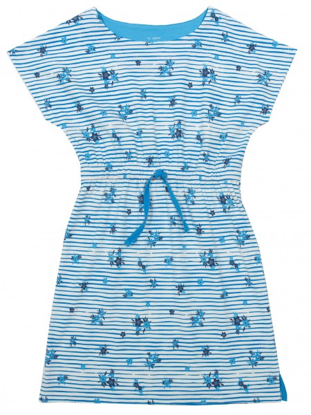 Gestreiftes Sommerkleid mit Blumendruck, blau von Kite Clothing vorn