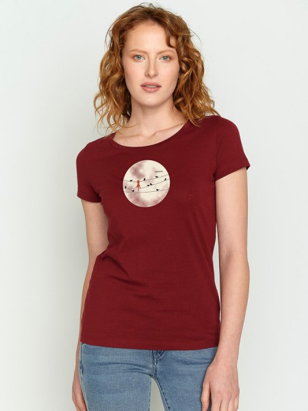 Baumwoll-Shirt mit Mond/Katzen-Print, rot von Greenbomb 1