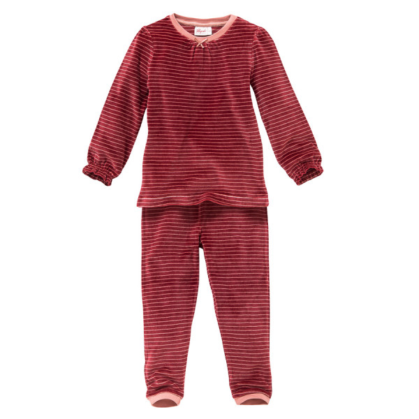 Nicki-Pyjama, dunkelrot geringelt von People Wear Organic 1