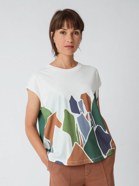 Baumwoll-Shirt mit bunten Formen, weiß von SKFK 1
