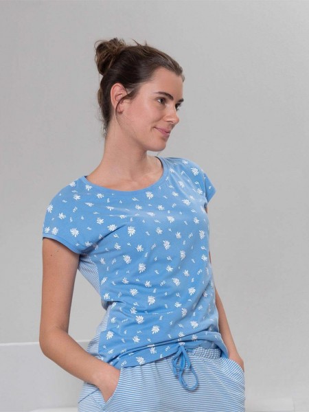 Schlaf-Shirt "Kosima", hellblau geblümt von Living Crafts 1