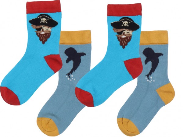 Doppelpack Socken für Kinder, Pirat/Wal von Walkiddy 