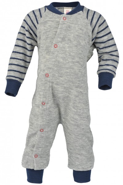 Baby Schlafanzug, einteilig, hellgrau melange 1 Stadelmann Natur Online Shop