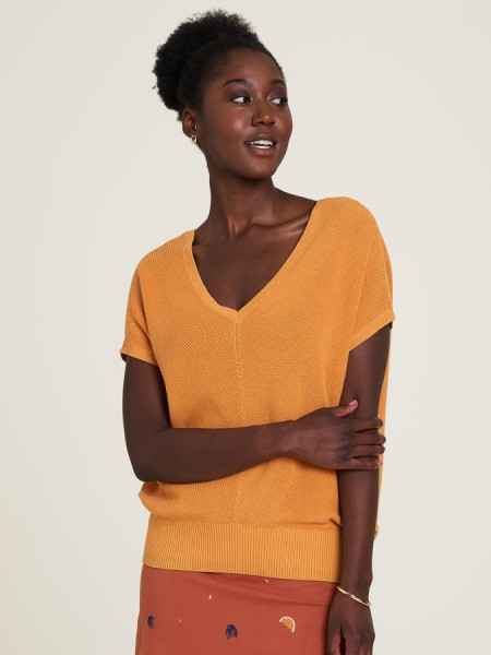 Strick-Shirt mit V-Ausschnitt, gelb von Tranquillo 1