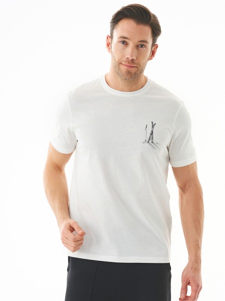 Herren T-Shirt mit Ski-Print, weiß von Organication 1