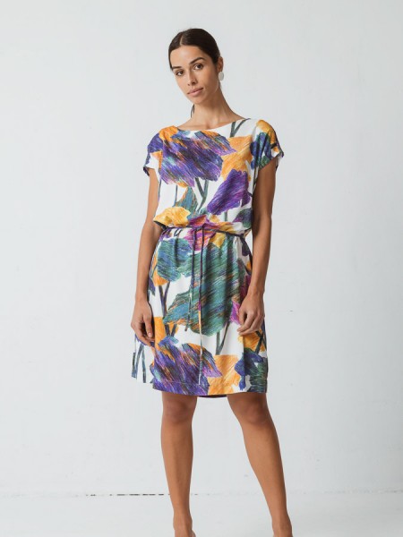Twill-Kleid mit floralem Muster, light wood von SKFK 1