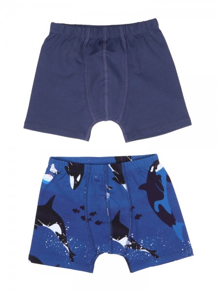 2er Jungen-Boxershorts "Orcas", blau von Walkiddy vorn