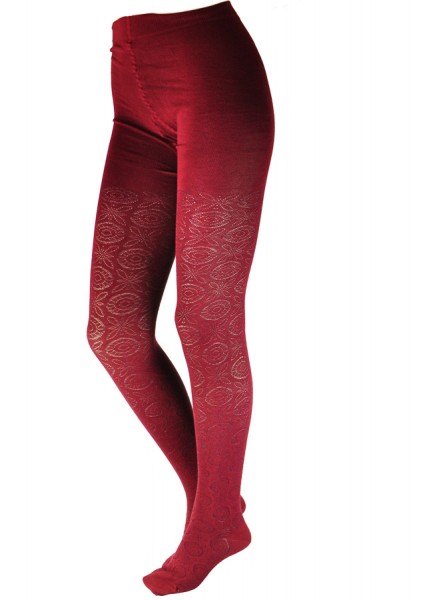 Damenstrumpfhose "Filet", burgund-dunkelgrau