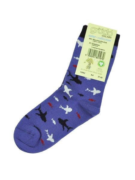 Baumwoll-Socke mit Hai-Print, marine von Grödo