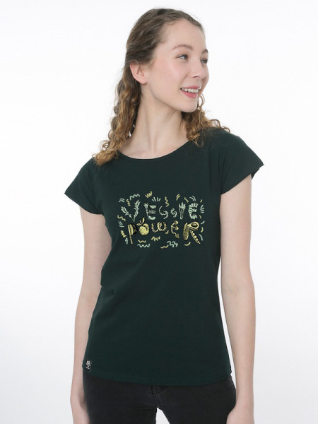 T Shirt von Zerim Print Veggie Power in grün 1