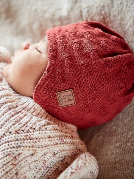 Baby-Mütze mit Struktur, rosewood von maximo